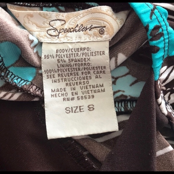 Speechless Floral Shelf Bra Tank Top Flowing Hem Small Teal Brown And White - Picture 5 of 5